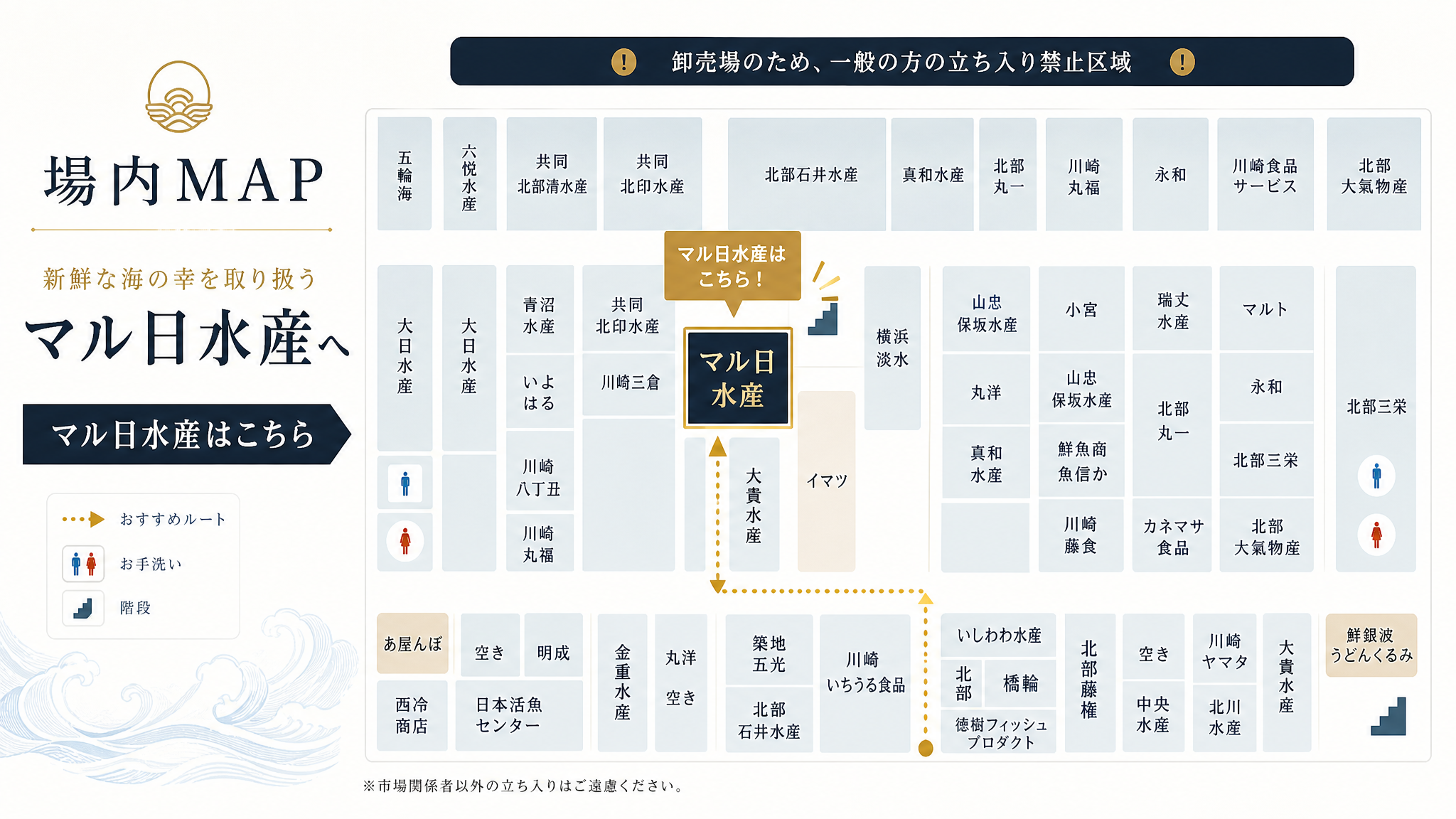 川崎市北部市場 場内MAP マル日水産